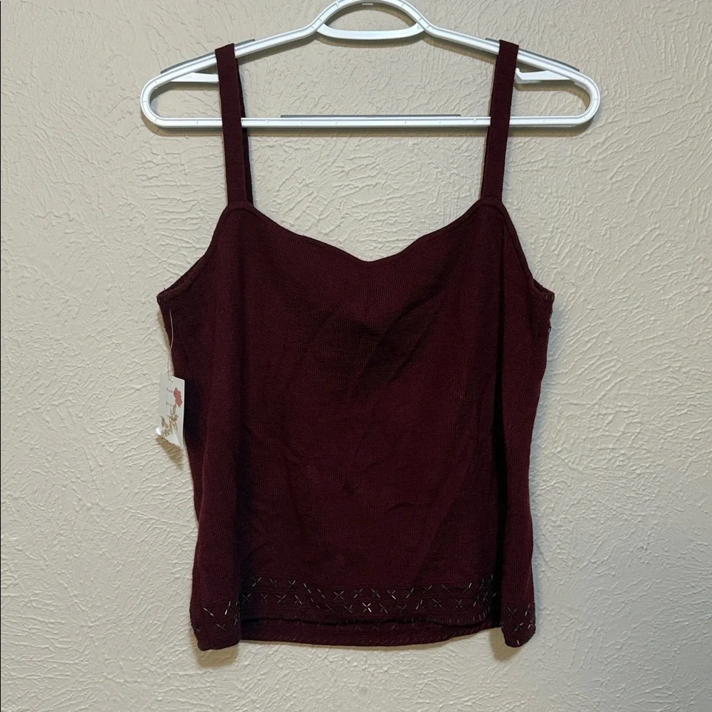 NWT Lord & Taylor Wool Burgundy Camisole Sequin Top - Picture 4 of 4